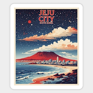 Jeju City South Korea Starry Night Travel Tourism Retro Vintage Magnet